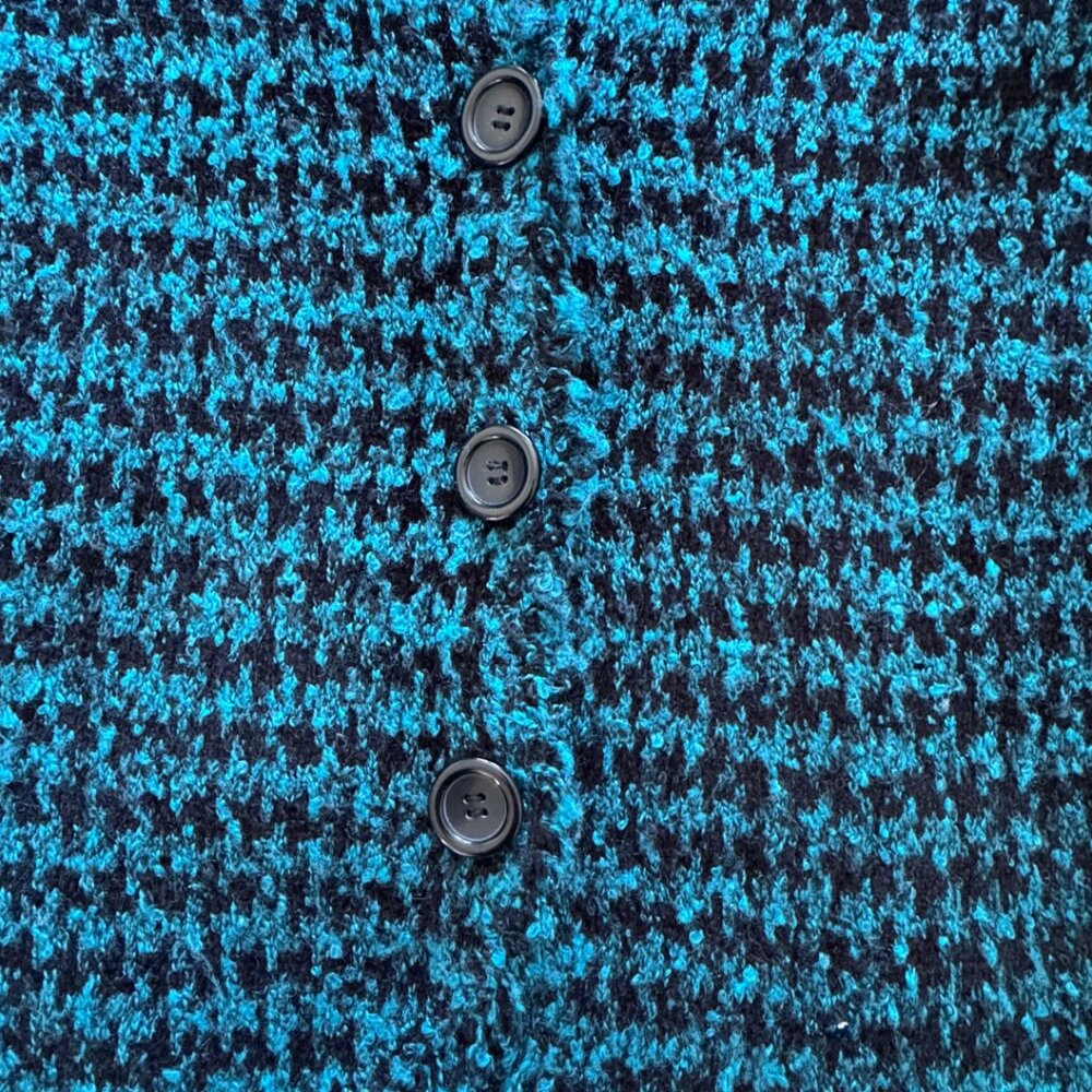 Coldwater Creek Teal and Black Tweed Button Front Blazer - Picture 3 of 4